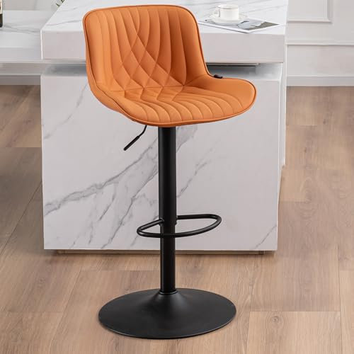 YOUTASTE 1er Barhocker, Drehbar Barstuhl mit Lehne, Höhenverstellbar aus PU-Leder, 360° Drehstuhl, Moderner Bar Hocker Küchenhocker Bar Stool, Kamel Orange