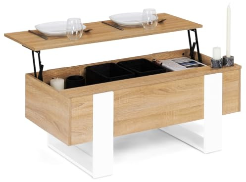 IDMarket - Table Basse Plateau relevable Phoenix Bois et Blanc