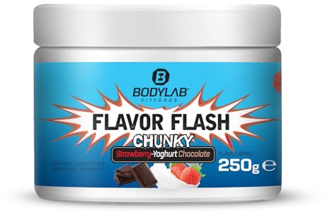 Bodylab24 Flavour Flash Chunky Erdbeer-Joghurt-Schoko 250g, kalorienarmes Flavour Powder für Quark und Joghurt, Aromapulver zum Süßen, Backen und Verfeinern von Lebensmitteln, reich an Ballaststoffen