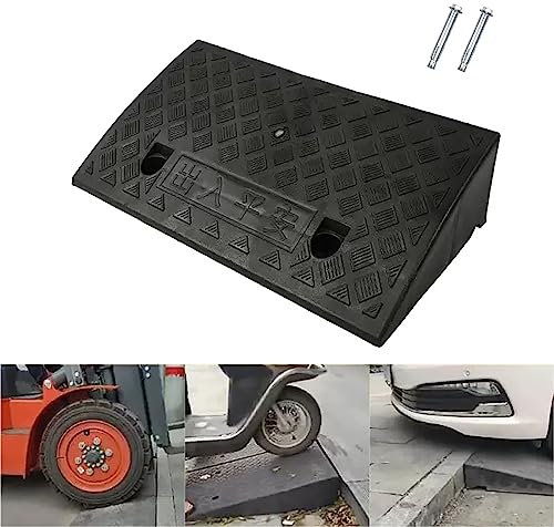 Bürgersteigrampe, leichte Bürgersteigrampe, tragbare Schwellenrampe, Auffahrrampe, Rollstuhlrampe aus Kunststoff für Auffahrt (Schwarz, 50 x 27 x 13 cm)