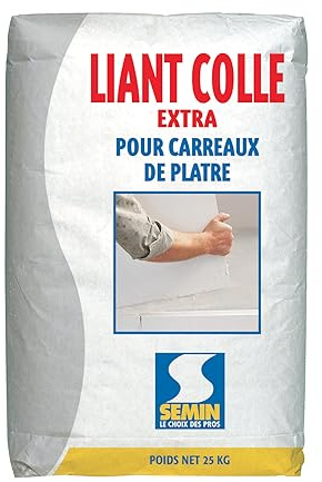 Colle Liant Extra Semin, Carreaux de Plâtre, Intérieur, Poudre, Sac de 25 kg