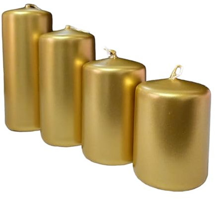 Set 4 candele a cilindro oro centrotavola di natale in cera decorazioni addobbi natalizi casa tavola decorative