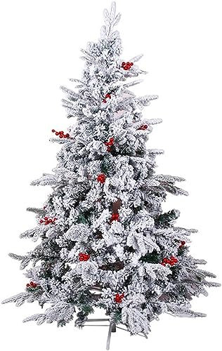 RajoNN Weihnachtsbaum, Schnee beflockter künstlicher Weihnachtsbaum, gemischte Kiefernnadeln, rote Beeren, hochwertiger PVC-Weihnachtsbaum mit Metallscharnieren für den Innenbereich A
