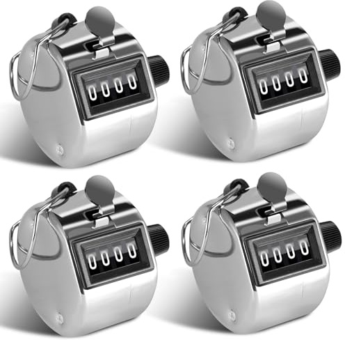 moinkerin 4 Piezas Contador Manual de 4 Dígitos Contadores de Vueltas Contador Personas Digital para Personas Contador Golf Deporte Entrenador Escuela Buda