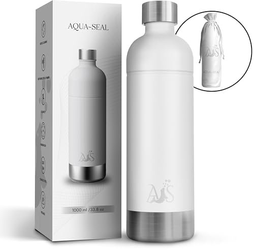 𝐀𝐐𝐔𝐀~𝐒𝐄𝐀𝐋® Edelstahlflasche–Trinkflasche für wassersprudler kompatibel mit Wassersprudlern Aarke Carbonator 3,Philips GoZero,Sodapop Cooper,Brita sodaONE–1Liter Sprudelwasser-Spülmaschinenfest