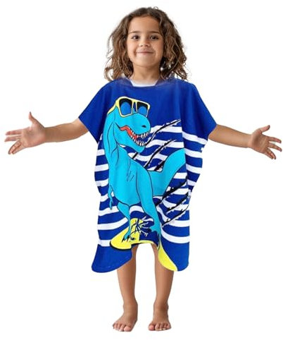 Hillylolly Toalla Infantil con Capucha, Toalla Poncho niño Tiburon, Playa, Baño, Poncho Surf Microfibra Niño, Capa, para 2 a 16 Años (B, Mediano)