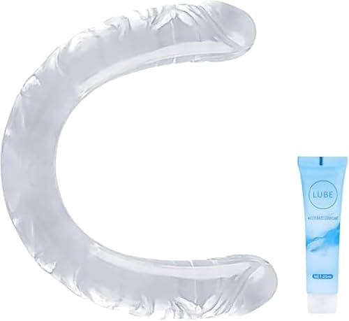 12.6 Inches Double-Ended Dildo Waterproof Jelly Double Dongs Realistic Penis Anal Butt Plug Massager G-Spot Adult Sex Toy for Women Men Transparent