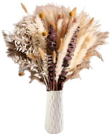Umimiss 89PCS Pampas Grass-Pampas Grass Artificial,Dried Flowers Bouquet,Dried Flowers For Vase,Boho Decor,Pampas Grass Dried Flowers Fluffy Swinging Diy Boho Plant for Floral Arrangements Decorations