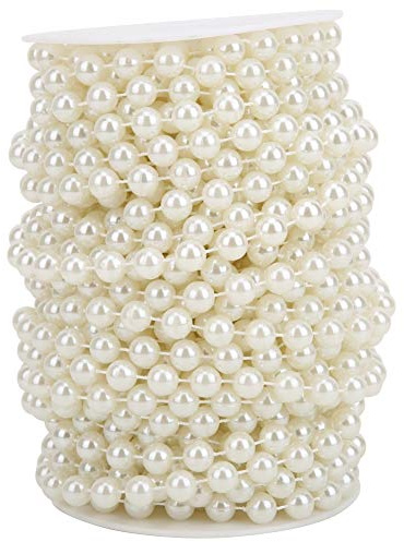 Filo di Perle Decorative in ABS, 20 Metri, Perline da 10 mm, Colore Uniforme per Matrimoni, Feste, Festival, Acconciature