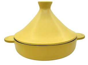 KUOKO - Tajín de Cerámica Amarilla Ø29,5 cm | Tajín para Cocinar Platos Saludables al Vapor | Cacerola para Cocina, Gas, Horno y Vitrocerámica | Cocción Tradicional con Cerámica de