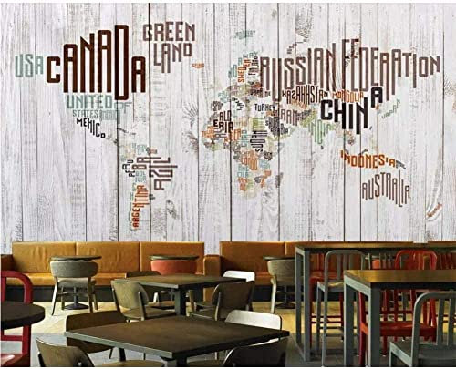 Papier peint photo 3D personnalisé Vintage Alphabet anglais Carte du monde murale moderne salon canapé TV Fond d'écran Home Decor Wall Wallpaper Intérieur Stickers décoratifs muraux 350 x 256 cm