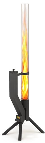 GARDENFLARE Colonna di Fuoco in Acciaio Inox e Torcia a Pellet per un'Atmosfera Incantevole – Elegante Alternativa ai Riscaldatori da Terrazza e ai Camini da Giardino per la Tua Terrazza (Nero)