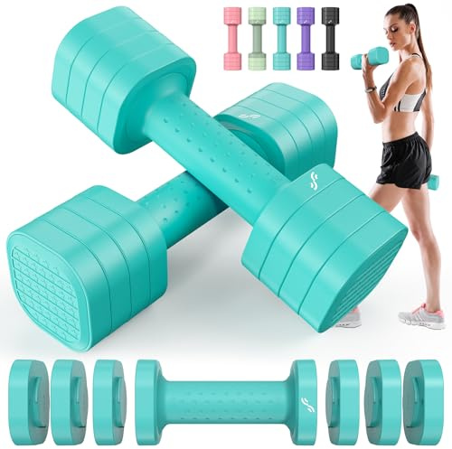 Sportneer Verstellbare Hanteln Frauen Set – Kurzhanteln 2er Set 0,9–2,3 kg | 4-in-1 Hanteln Set mit rutschfestem TPU-Griff, Dumbbell Set für Zuhause Gym, Fitness Krafttraining & Pilates