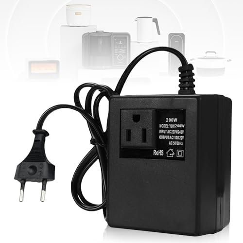 Trasformatore di tensione da 220 V a 110 V, 200 W, adattatore di alimentazione passo verso il basso, adattatore di corrente da viaggio, convertitore di tensione, spina EU