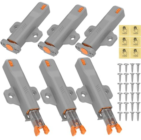 Push to Open Push Door Opener, Pack of 6 Heavy Duty Push Open Door Opener for Cabinet 40N, Spring Snap Lock Press Open for Kitchen Cabinet, Wardrobe, Drawer Latch