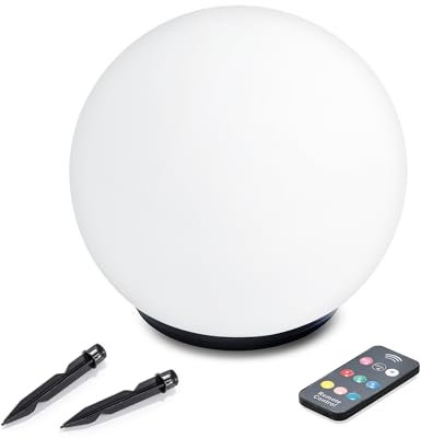 Esotec 102619 Lampe flottante pour étang, diamètre = 25 cm, télécommande, 7 couleurs de lumière, multicolore, RVB, décoration d'étang, lampe solaire, lampe sphérique extérieure, boule solaire