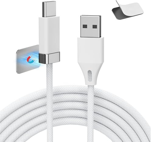 Magtame Staycable USB till USB C-kabel med magnetisk hållare, 5 FT/1,5 m USB A till typ C laddare sladd flätat, snabbladdning och skrivbordskabel hantering kompatibel med i-Phone 15 16 Pro Max