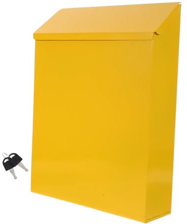 DIYEAH Boîte aux Lettres en Fer Jaune de Style Européen Créative et Unique Fonction Boîte à Suggestions pour Maison ou Bureau