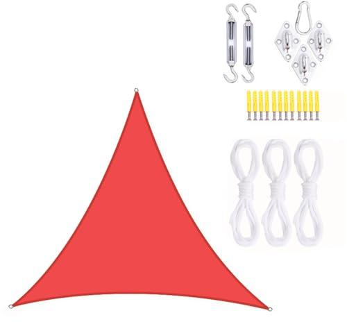 SLDAGe Tenda da Sole per Esterno Triangolare 95% di Blocco UV, Tenda a Vela per Esterno Impermeabile, Telo Parasole Ombreggiante per Terrazzo Balcone Giardino, Rosso,B,6X6X6m