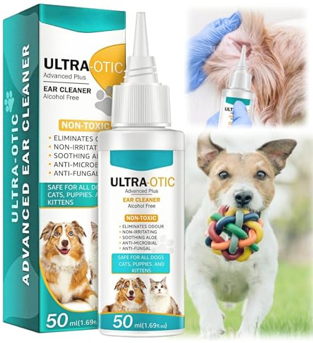 Dog Ear Cleaner, Ear Cleaner for Dogs & Cats, Dog Ears Drops for Infection, Dog-Ear Infection Treatment, Gentle & Effective Ears Care For Puppy Cats And Dogs, Eliminates Odors, Soothes Itching