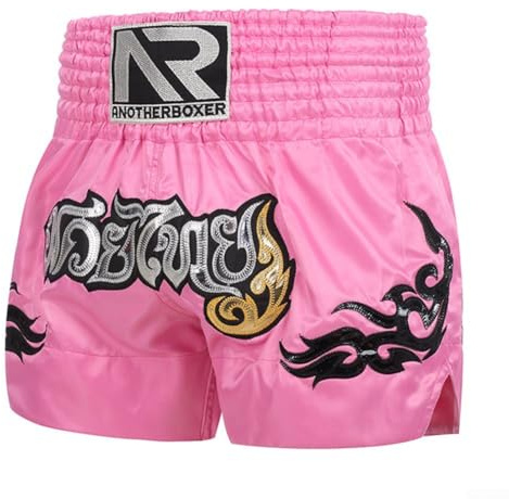 Yhenlovtt MMA Trainingsshorts, Muay-Thai-Boxhose, mit elastischem Bund, für Männer und Frauen, Kampfsport, Fitness, Workout (Rosa, M)