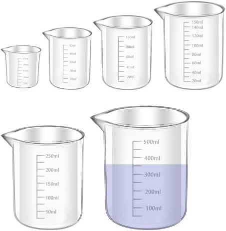 Messbecher Klein,Messbecher Set 6 StückMessbecher Ml, Messbecher25ml 50ml 100ml 150ml 250ml 500ml, MessbecherKunststoff MlMessbecher Mit Skala,Für Labor Küche Waschmittel Chemikalien