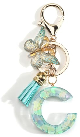 Porte-Clés Lettre Avec Pendentif Papillon Et Pompon Pour Femme, Cadeaux Pour Sœur, Amis, Cadeaux D'anniversaire Pour Maman, Porte-Clés Uniques, Frauen Geschenkideen (C)