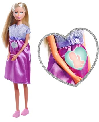 Simba Steffi Love Welcome Baby 29 cm - Steffi Embarazada con niño, Juego de 12 Accesorios para Juegos de rol, muñeca de Moda con muñeca de 4 cm, Juguete para niños a Partir de 3 años