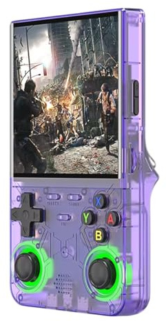 [2025 Upgraded] R36 Ultra Retro Handheld Game Console – 4.0 Inch IPS Screen, Open-Source Linux System, 64GB Built-in, Dual Joystick, Classic Portable Video Game Player with TF Card Support (Purple)