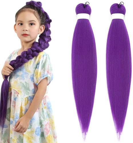Viola Scuro Extension 24, Per Treccine Africane Capelli Fibra Sintetica Treccia Di Scatola Crochet Twist Intrecciare(66cm)