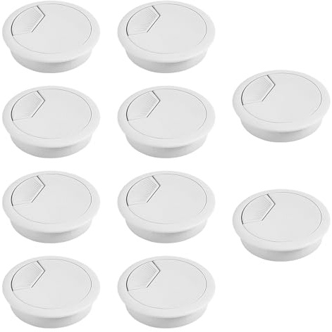 10er Pack Kabeldurchführung Schreibtisch,60 Mm Kabeldurchführung Weiß,Passgenaue Montage Kabeldurchlass,Passend Für Schreibtische,Büroarbeitsplatten (Weiß)
