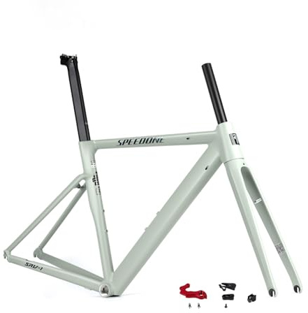 700C Ramar För Landsvägscyklar 50/52cm Ram I Aluminiumlegering Fälgbroms Snabbkoppling 100/135mm BSA BB68mm Styv Gaffel I Kolfiber Intern Kabeldragning(Green,52cm)