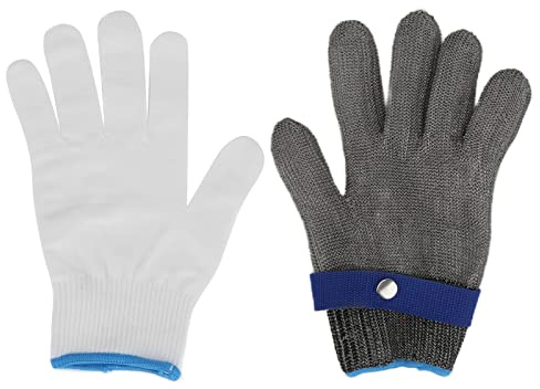 QWUUYEC Guantes de Trabajo Anticorte Acero Inoxidable, Ambidiestros, Alta Protección, Talla XL - Ajuste Seguro, Lavables y Resistentes, Uso Profesional en Cocina y Carpintería