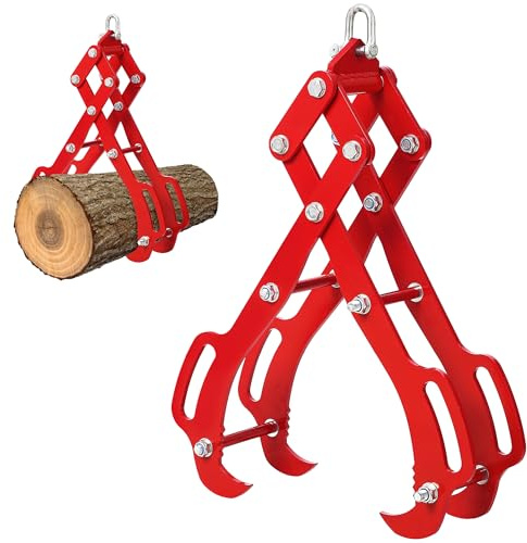 Garvee Log Lifting Tongs, Heavy Duty 4-Claw Log Grapple Tongs, 91cm Timber Grapple with 360° Swivel Hook, Powder Coat & Wavy Tooth Design, 3.6Ton Capacity for Tractor, Skidder, Forklift, Truck & ATV