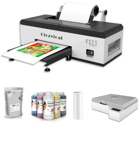 Ciezeical A3 DTF Drucker 1390 mit Tinten-Set Ideal für Kleinunternehmen, Heimwerker, Handwerker und Einsteiger. Gestalten Sie Ihre eigenen individuellen Designs für Kleidung (Ofenset)