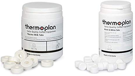 Thermoplan | Black & White 3 One Tab-Set | Bundle für 3 Monate | 3 Dosen Thermo Milk Tabs + 2 Dosen Reinigungstabletten