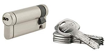 Mezzo Cilindro europeo per serratura Trafic 12, 60x10mm, nichel, antiperforazione, antirottura, 5 chiavi piatte reversibili- THIRARD