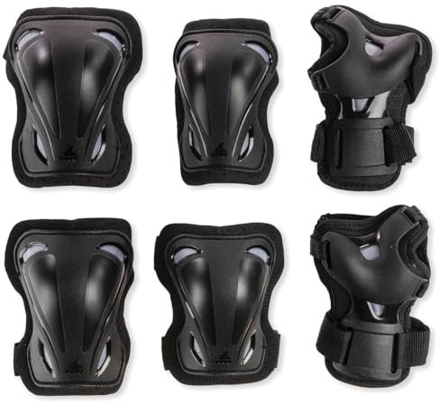 Rollerblade SKATE GEAR 3 PACK, Inline Skate Schutzausrüstung, Schoner-Set für Ellbogen, Knie & Hand für Erwachsene und Jugendliche, Schwarz, XL