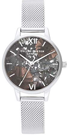 Olivia Burton Reloj Analógico de Cuarzo para Mujer Colección Celestial con Correa de Malla de Acero Inoxidable Plateada - OB16GD23
