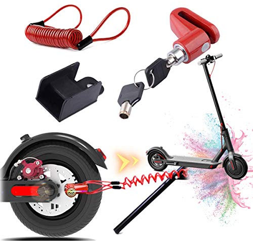 Blocco Freno a Disco,Scooter Elettrico Blocco Freno a Disco Blocco di Sicurezza,Antifurto Filo di Acciaio Blocco per Xiaomi Mijia M365 Moto Ruote per Bicicletta Armadietto con Corda di Promemoria