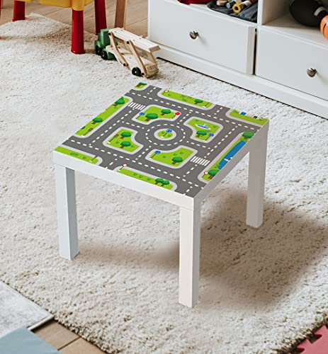 MyMaxxi | selbstklebende Tischfolie blasenfrei verkleben Auto Spielstraße groß 01 Spielfolie kompatibel mit IKEA Lacktisch 55 x 55cm Aufkleber Sticker Kinderzimmer Spieltisch Brettspiele