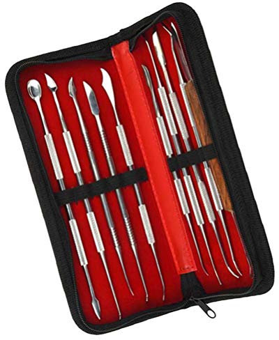 PRETYZOOM Wax Carving Tools Tool Sculpting Sculpture- Stainless Steel Wax Engraving Kit Wax Spatula Wax Carving- Tool Set for Dental Use (Black Bag)