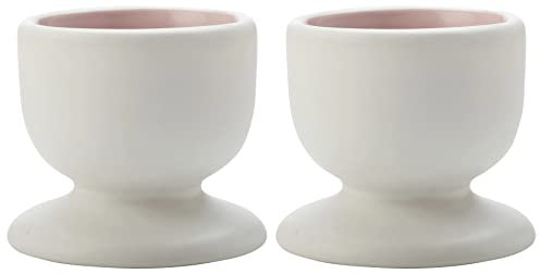 WESTCRAFT Tint Lot de 2 coquetiers en porcelaine, extérieur blanc, intérieur avec un accent coloré et intemporel Maxwell & Williams Rose