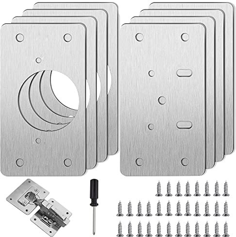 AFAIK Scharnier Reparaturset Schrank Scharnier Reparaturplatte 8PCS für Schränke,Rostfreier Stahl Scharnier Reparaturset 9X5cm Geeignet für Schrank, Möbel, Schublade, Fenster