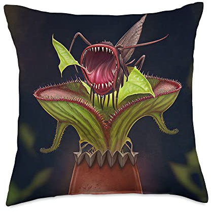 Funny Graphic Houseplant Art Cool Venus flytrap bug eater Throw Pillow