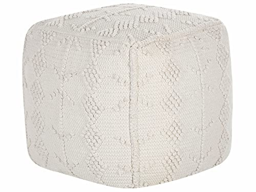 Beliani Pouf Baumwolle weiß 40x40x40 cm Sitzkissen Bodenkissen im Boho Stil Warangal