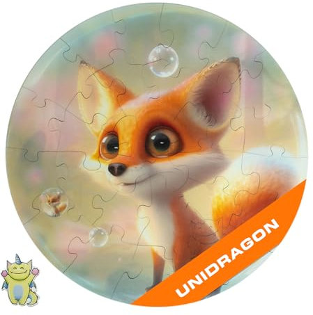 UNIDRAGON Original Holzpuzzles für — Bubblezz Fuchs, 30 Teile, 9.8 х 9.8 Zoll (25 х 25 cm), Geschenk Mädchen und Jungen, Spielzeug aus Holz
