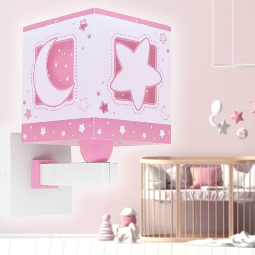 Dalber Kinder Wandlampe Moonlight Mond Sterne Rosa 63239SN | Wandleuchte; Kinderzimmer; E27 - 1 x 15W