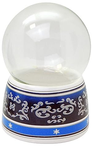 72030 Bastelset DIY Schneekugel Do it Yourself mit Glaskugel und Porzellansockel Ornamente blau– Spieluhr möglich – 100mm Durchmesser