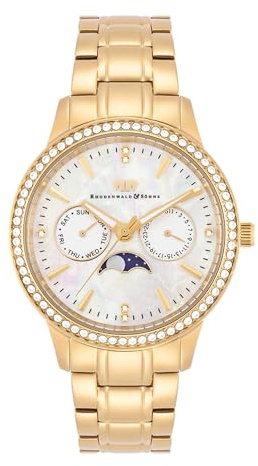 Rhodenwald & Söhne Damen Uhr analog Quarzwerk Multifunktion(en) mit Edelstahl Gliederarmband 3 ATM - verziert mit Kristallen